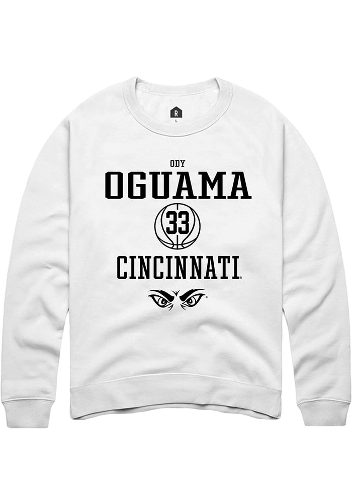Ody Oguama Rally Cincinnati Bearcats Mens White NIL Sport Icon Long Sleeve Crew Sweatshirt