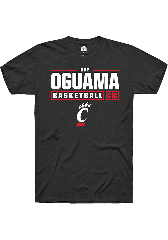 Ody Oguama Cincinnati Bearcats Black Rally NIL Stacked Box Short Sleeve T Shirt