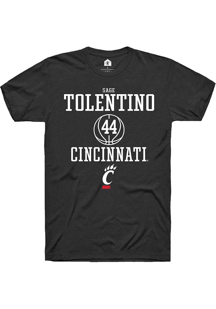 Sage Tolentino Cincinnati Bearcats Black Rally NIL Sport Icon Short Sleeve T Shirt