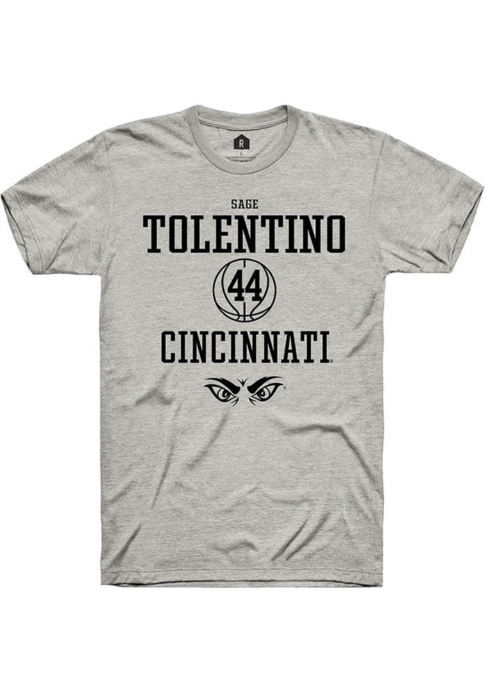 Sage Tolentino Cincinnati Bearcats Grey Rally NIL Sport Icon Short Sleeve T Shirt