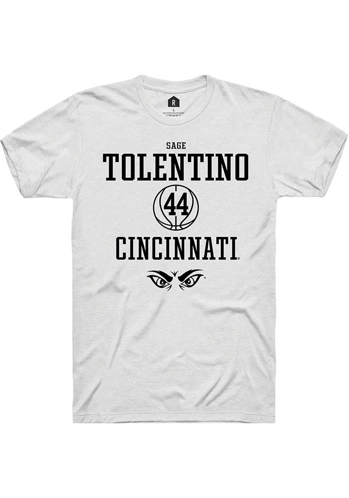 Sage Tolentino Cincinnati Bearcats White Rally NIL Sport Icon Short Sleeve T Shirt