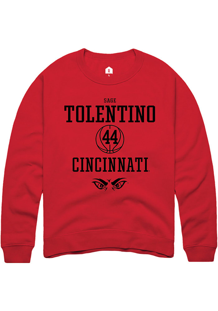 Sage Tolentino Rally Cincinnati Bearcats Mens Red NIL Sport Icon Long Sleeve Crew Sweatshirt
