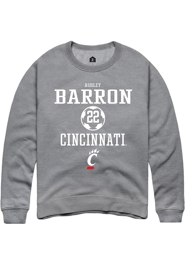 Ashley Barron Rally Cincinnati Bearcats Mens Graphite NIL Sport Icon Long Sleeve Crew Sweatshirt