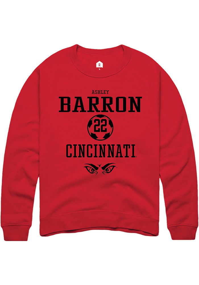 Ashley Barron Rally Cincinnati Bearcats Mens Red NIL Sport Icon Long Sleeve Crew Sweatshirt