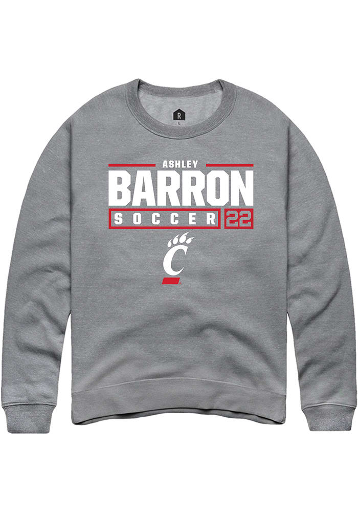 Ashley Barron  Rally Cincinnati Bearcats Mens Graphite NIL Stacked Box Long Sleeve Crew Sweatshi..