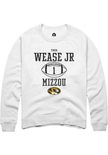 Theo Wease Jr.  Rally Missouri Tigers Mens White NIL Sport Icon Long Sleeve Crew Sweatshirt