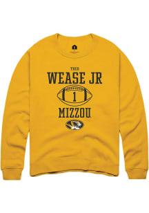 Theo Wease Jr.  Rally Missouri Tigers Mens Gold NIL Sport Icon Long Sleeve Crew Sweatshirt