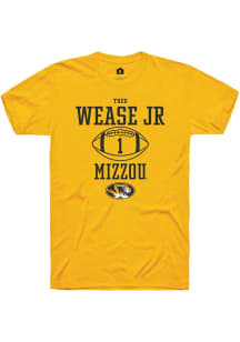 Theo Wease Jr.  Missouri Tigers Gold Rally NIL Sport Icon Short Sleeve T Shirt