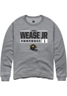 Theo Wease Jr.  Rally Missouri Tigers Mens Graphite NIL Stacked Box Long Sleeve Crew Sweatshirt