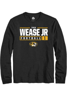 Theo Wease Jr.  Missouri Tigers Black Rally NIL Stacked Box Long Sleeve T Shirt