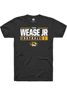 Theo Wease Jr.  Missouri Tigers Black Rally NIL Stacked Box Short Sleeve T Shirt