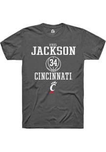 A'riel Jackson  Cincinnati Bearcats Dark Grey Rally NIL Sport Icon Short Sleeve T Shirt