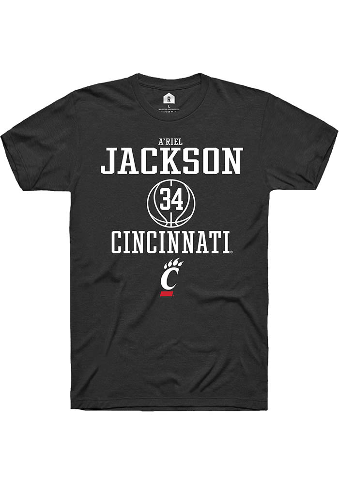 A'riel Jackson Cincinnati Bearcats Black Rally NIL Sport Icon Short Sleeve T Shirt