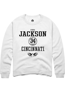 A'riel Jackson  Rally Cincinnati Bearcats Mens White NIL Sport Icon Long Sleeve Crew Sweatshirt