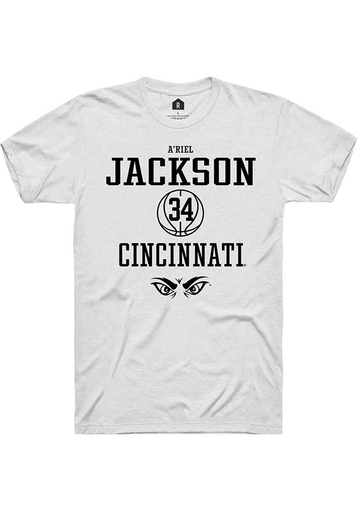 A'riel Jackson Cincinnati Bearcats White Rally NIL Sport Icon Short Sleeve T Shirt