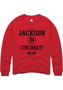 A'riel Jackson  Rally Cincinnati Bearcats Mens Red NIL Sport Icon Long Sleeve Crew Sweatshirt