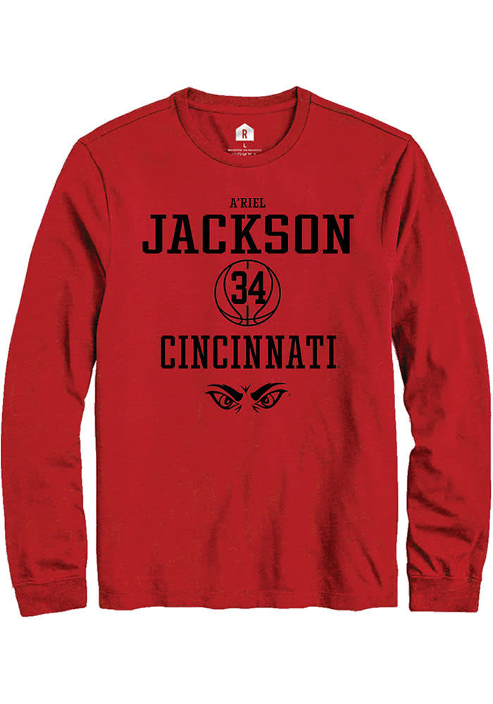 A'riel Jackson Cincinnati Bearcats Red Rally NIL Sport Icon Long Sleeve T Shirt