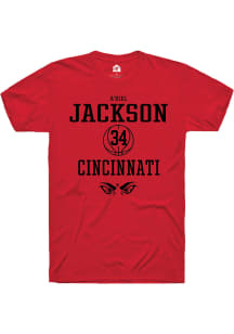 A'riel Jackson  Cincinnati Bearcats Red Rally NIL Sport Icon Short Sleeve T Shirt