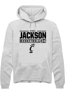 A'riel Jackson  Rally Cincinnati Bearcats Mens White NIL Stacked Box Long Sleeve Hoodie