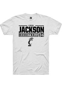 A'riel Jackson  Cincinnati Bearcats White Rally NIL Stacked Box Short Sleeve T Shirt