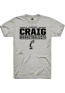 Clarissa Craig  Cincinnati Bearcats Ash Rally NIL Stacked Box Short Sleeve T Shirt