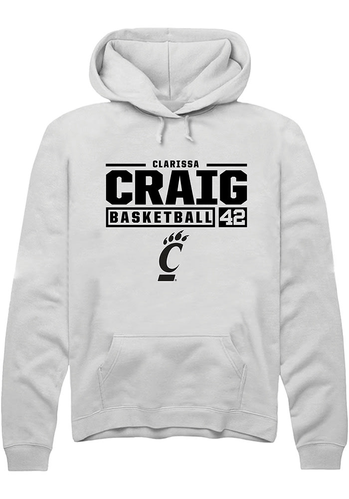 Clarissa Craig Rally Cincinnati Bearcats Mens White NIL Stacked Box Long Sleeve Hoodie