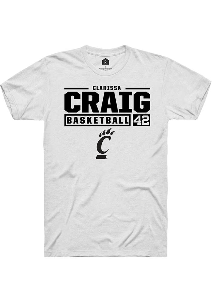 Clarissa Craig Cincinnati Bearcats White Rally NIL Stacked Box Short Sleeve T Shirt