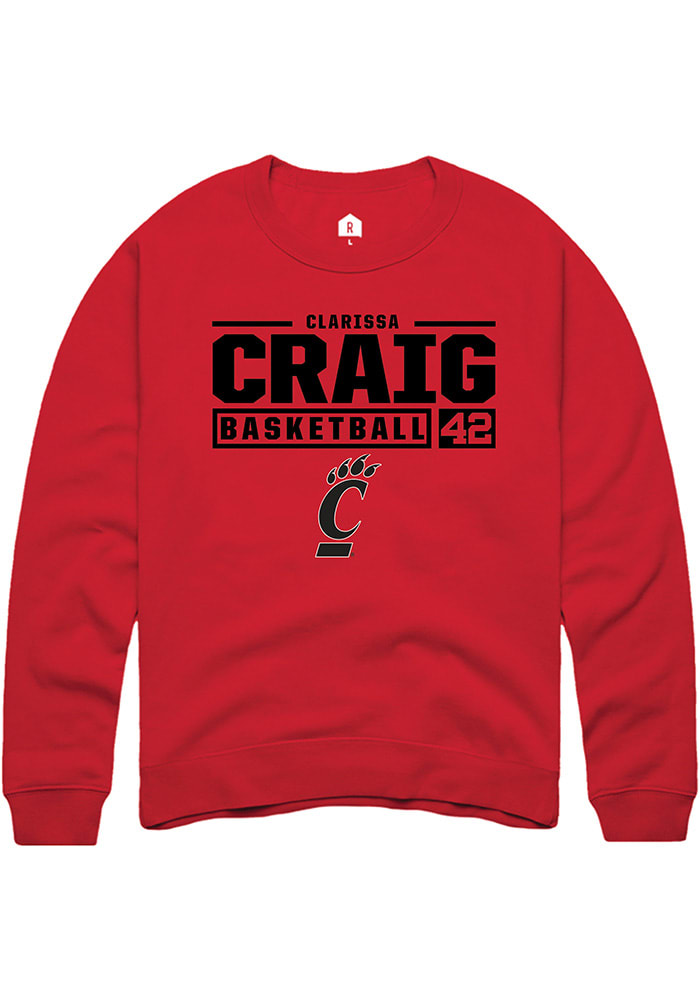 Clarissa Craig Rally Cincinnati Bearcats Mens Red NIL Stacked Box Long Sleeve Crew Sweatshirt