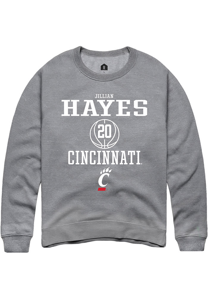 Jillian Hayes Rally Cincinnati Bearcats Mens Grey NIL Sport Icon Long Sleeve Crew Sweatshirt