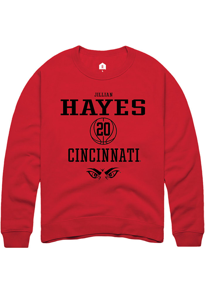 Jillian Hayes Rally Cincinnati Bearcats Mens Red NIL Sport Icon Long Sleeve Crew Sweatshirt