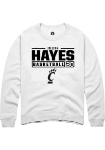 Jillian Hayes  Rally Cincinnati Bearcats Mens White NIL Stacked Box Long Sleeve Crew Sweatshirt