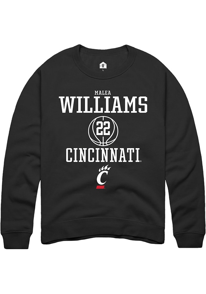 Malea Williams Rally Cincinnati Bearcats Mens Black NIL Sport Icon Long Sleeve Crew Sweatshirt