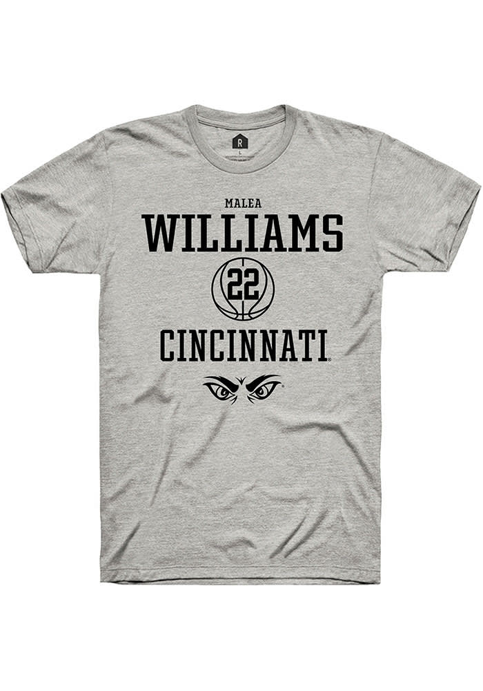 Malea Williams Cincinnati Bearcats Grey Rally NIL Sport Icon Short Sleeve T Shirt