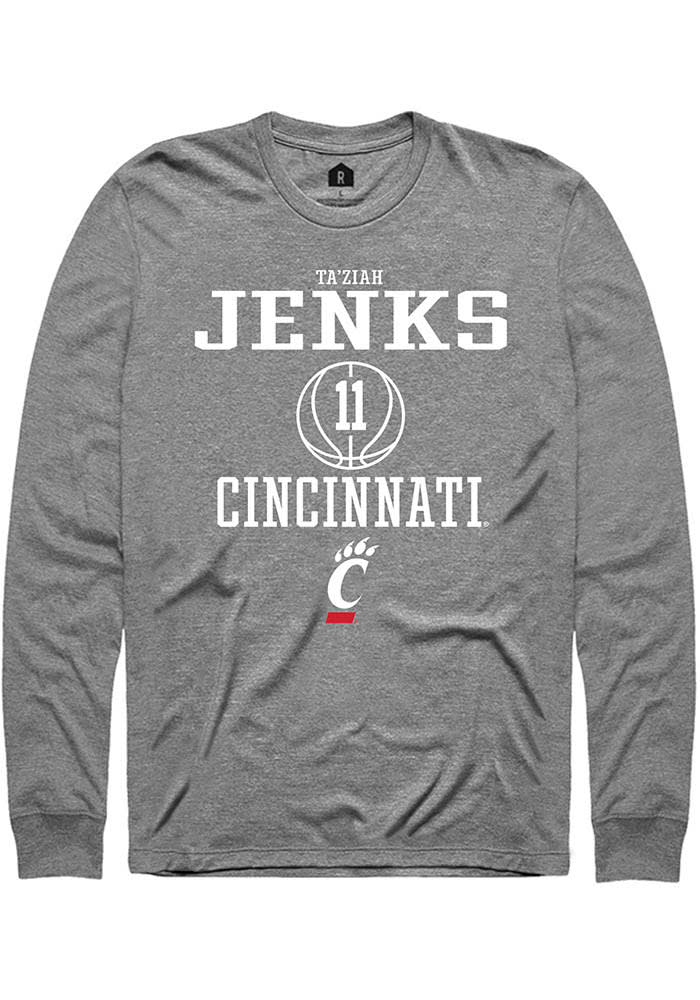 Taziah Jenks Cincinnati Bearcats Grey Rally NIL Sport Icon Long Sleeve T Shirt