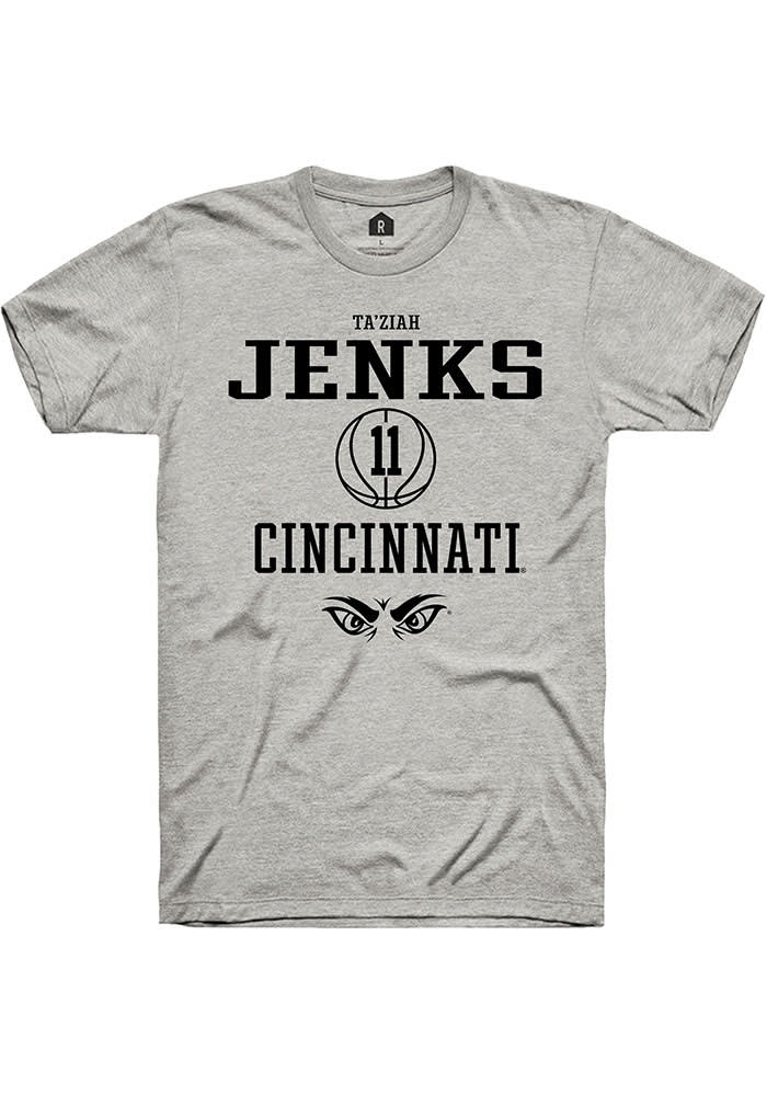 Taziah Jenks Cincinnati Bearcats Grey Rally NIL Sport Icon Short Sleeve T Shirt