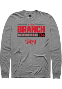 Derek Branch Rally Mens Graphite Nebraska Cornhuskers NIL Stacked Box Tee