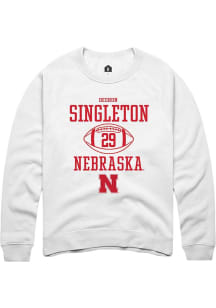 Deshon Singleton Rally Mens White Nebraska Cornhuskers NIL Sport Icon Crew Sweatshirt