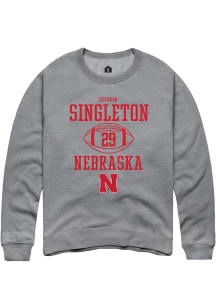 Deshon Singleton Rally Mens Graphite Nebraska Cornhuskers NIL Sport Icon Crew Sweatshirt