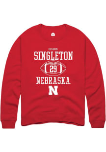 Deshon Singleton Rally Mens Red Nebraska Cornhuskers NIL Sport Icon Crew Sweatshirt
