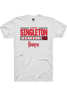 Deshon Singleton White Nebraska Cornhuskers NIL Stacked Box Short Sleeve T Shirt