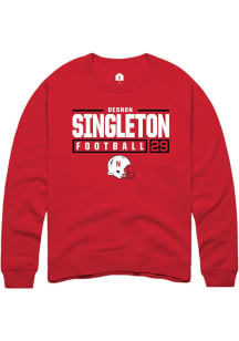 Deshon Singleton Rally Mens Red Nebraska Cornhuskers NIL Stacked Box Crew Sweatshirt