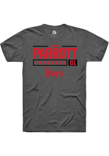 Dylan Parrott Dark Grey Nebraska Cornhuskers NIL Stacked Box Short Sleeve T Shirt