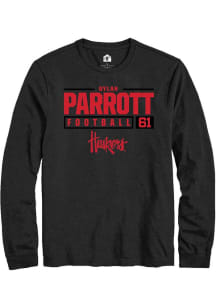 Dylan Parrott Rally Mens Black Nebraska Cornhuskers NIL Stacked Box Tee