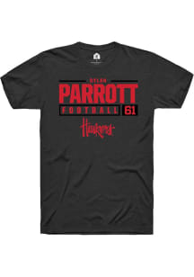 Dylan Parrott Black Nebraska Cornhuskers NIL Stacked Box Short Sleeve T Shirt