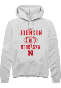 Emmett Johnson Rally Mens White Nebraska Cornhuskers NIL Sport Icon Hooded Sweatshirt
