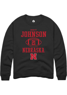 Emmett Johnson Rally Mens Black Nebraska Cornhuskers NIL Sport Icon Crew Sweatshirt