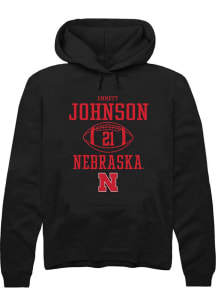 Emmett Johnson Rally Mens Black Nebraska Cornhuskers NIL Sport Icon Hooded Sweatshirt