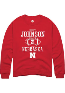 Emmett Johnson Rally Mens Red Nebraska Cornhuskers NIL Sport Icon Crew Sweatshirt