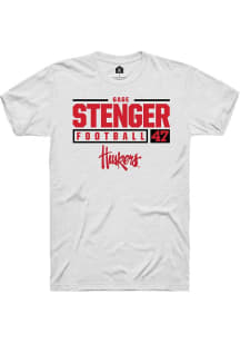 Gage Stenger White Nebraska Cornhuskers NIL Stacked Box Short Sleeve T Shirt