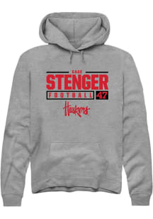 Gage Stenger Rally Mens Graphite Nebraska Cornhuskers NIL Stacked Box Hooded Sweatshirt